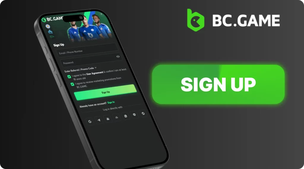 Register BC Game via iOS  app